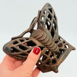 Vintage Japanese Cast Iron Butterfly Garden Lantern | Monarch Openwork